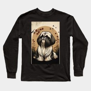 Super Cute Shih Tzu Portrait - Japanese style Long Sleeve T-Shirt